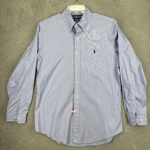 Camisa de vestir Ralph Lauren para hombre 16 32/33 L/S azul con botones ajuste personalizado - Imagen 1 de 9