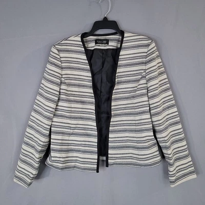 Black Label Evan-Picone Women's Striped Blazer Jacket Size 12 Lined Open Front - Image 1 of 4