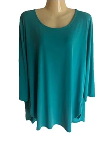 Susan Graver Modern Essentials Liquid Knit Tunic Blouse Teal SZ XL - Picture 1 of 2