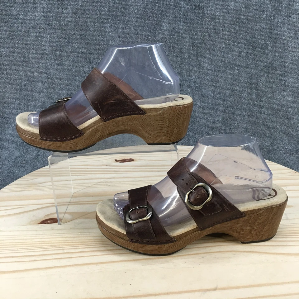 Sandalias Dansko para mujer 40 Sophie Slide cuero marrón informales punta abierta tacones en bloque Foto 1 de 4