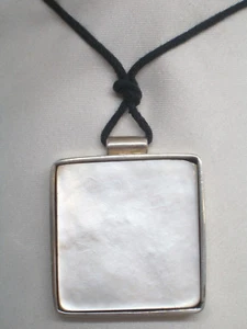 Silver Pendant 925 With Nacre Natural - Pendant With Choker - Picture 1 of 5
