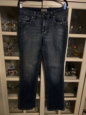 Earl Jean pierna recta para mujer talla 10 azul adornado 5 bolsillos estrás Foto 1 de 4