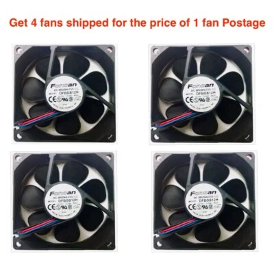 4X High efficiency 12V Brushless low noise DC CPU Cooling fan-3 wire-80x80x25mm - Image 1 of 4