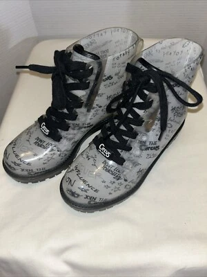 Botas de Combate Circus/Sam Edelman Cascada Transparente Graffiti Lluvia Para Mujer Talla 7-USADAS EN EXCELENTE ESTADO Foto 1 de 4