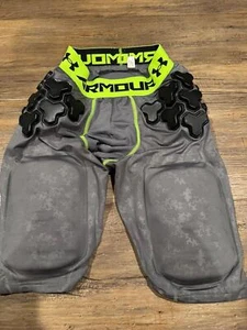 Boy’s Under Armour Football Padded Girdle Grey/Yellow Shorts Sz M/Lg - Picture 1 of 4
