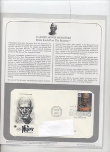 the MUMMY - BORIS KARLOFF First Day Of Issue SEPT 30 1997 UNIVERSAL STUDIOS - Picture 1 of 1
