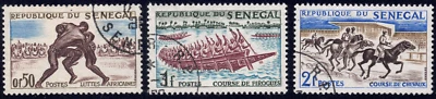 Senegal 1961 - SC# 202-204 - Pirogues Racing - 3 estampillas diferentes - usadas Foto 1 de 2