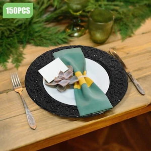 Set di Piatti 150 Pezzi, Piatti Rotondi Neri con Motivi, Riutilizzabili, per Ristorante - Foto 1 di 20