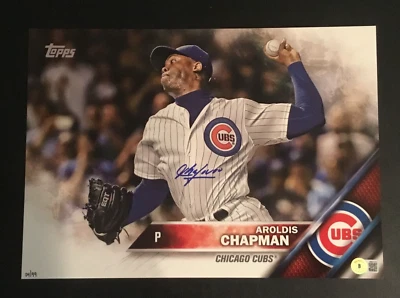 RARE Aroldis Chapman Signed Auto 2016 TOPPS Wall Art Chicago World Series BAS - Image 1 of 4