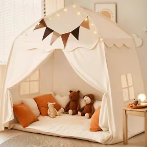 Extra Large Kids Play Tent with Flags & Star Lights Portable & Foldable Teepee - Picture 1 of 7