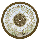 Wall Clock Traditional Floral Motif Bronze Round Mirrored Vintage Home Decor