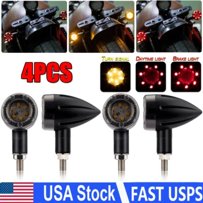 2 pares de luces intermitentes de freno LED para motocicleta luz de señal de giro para Harley HONDA Foto 1 de 4