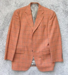 MENs 37S OLIVER SPENCER MAESTRO 100% WOOL ORANGE GREY CHECK SPORT JACKET BLAZER - Picture 1 of 8