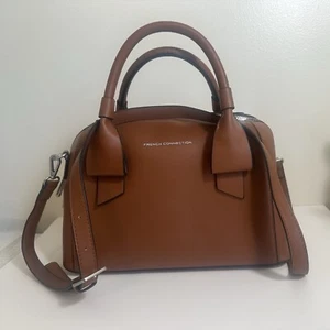 French Connection Terra Handbag Purse Satchel In Cognac - Picture 1 of 10