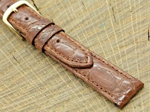 14mm Hadley-Roma Watch Band Crocodile Grain Gold Tone Buckle Vintage Unused NOS - Picture 1 of 5