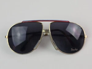 Vintage 1980'ss Aviator Sunglasses Becky Name Red & Blue Cross Bar large size - Picture 1 of 12