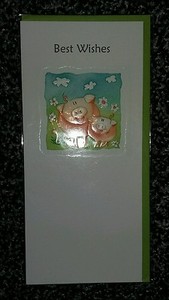 Quality cute pig pigs Piglet 'Best Wishes' greeting card. NEW 