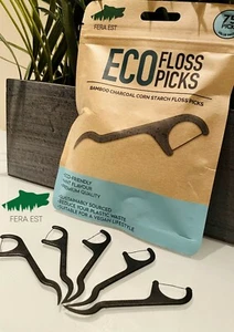75 Pick Premium Eco Dental Floss Picks - 100% Biodegradable Flossers - Picture 1 of 4