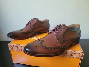 New in Box Tallia Mens Vitale Cognac Leather Oxford Dress Shoes - Picture 1 of 4