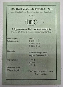 Simson KTA Papiere DDR S51 B1-3 B1-4 B2-4 mit Stempel Blanko - Bild 1 von 2