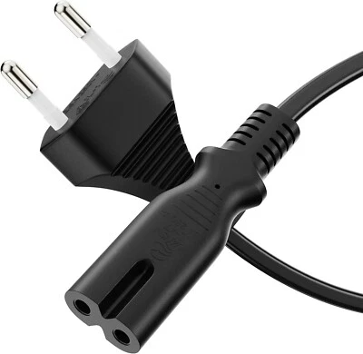 2m Netzkabel Eurostecker auf Kleingerätebuchse Strom Kabel Euro Netzkabel C7 B - Bild 1 von 4