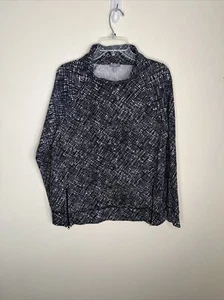 T by Talbots Women's Medium Navy & White Funnel Neck Pop Over Top EC - Picture 1 of 12