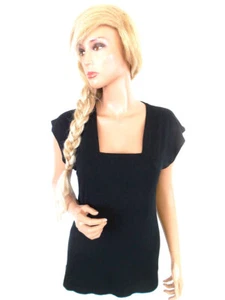 The Masai Size L Black Tunic Blouse Viscose Short Sleeve - Picture 1 of 5