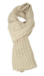 Men's Cable Knitted Scarf Unisex Fashion Scarves - Picture 1 of 12