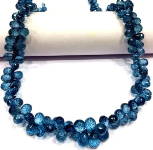 AAA Natural London Topaz Faceted Teardrop Beads Briolettes Coated Gemstone Beads - Picture 1 of 10