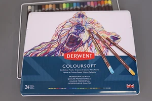 Derwent Coloursoft Pencil Tin Set, 24 Pencils - Picture 1 of 4