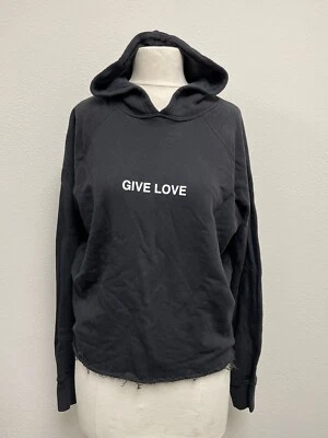 Spiritual Gangster Give Love Black Cropped Graphic Fleece Hoodie Size XS - Image 1 of 4