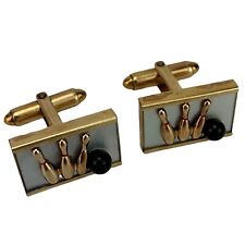Kreisler Quality 12K Gold Filled Bowling Cufflinks Mother Of Pearl Rectangle 50s
