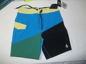 New Volcom sz 25 / 10 swimsuit boys board shorts swim trunks blue black - Picture 1 of 2