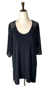 Clara Sunwoo Shirt Women Small Black Liquid Jersey Cutout Detail Tunic Top Goth - Picture 1 of 8