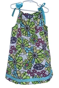 hanna andersson girls 110 cm size 5 multicolored floral ribbon tie sundress - Picture 1 of 5