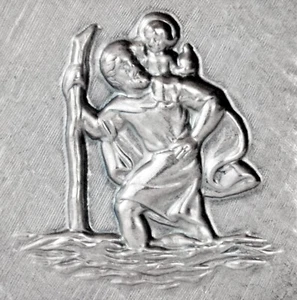 Heiliger St. Sankt Christophorus Relief Plakette Metall Christopherus selbstkl. - Bild 1 von 10