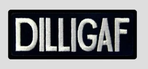 DILLIGAF REFLECTIVE MOTORCYCLE 4" X 1.5" EMBROIDERY BIKER VEST IRON ON PATCH - Picture 1 of 3