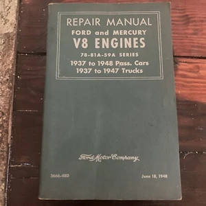 Repair Manual Ford & Mercury V8 Engines 1937 to 1948 Cars 1937 to 1947 Trucks - Picture 1 of 3
