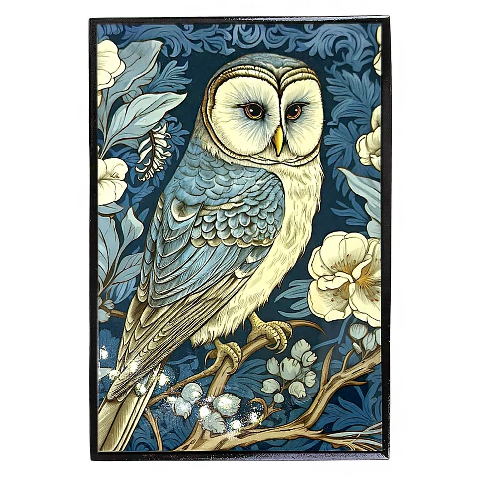 HANDMADE William Morris Owl Jewelry Box Trinket Box Keepsake Art 4x6"