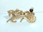 VINTAGE 14K GOLD MOVEABLE 3D RACE HORSE AND JOCKEY RACING CHARM PENDANT 
