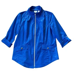 Chicos Gr. 0 Zenergy Jacke US Größe S/4 blau leicht Reißverschluss Jacquard - Bild 1 von 13