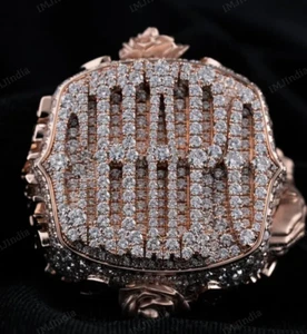 8ct Pear VVS1/D Tested Moissanite Customize Pinky Band Ring 14k Rose Gold Plated - Picture 1 of 10