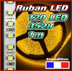 Ruban LED 3528 120 LED /m jaune bobine de 1m dispo également en version étanche - Foto 1 di 1