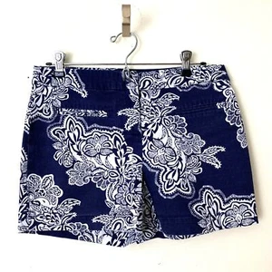 Blue paisley linen shorts women's size 2 Will Smith - Picture 1 of 9