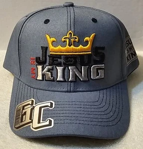 JESUS IS MY KING CROWN RELIGIOUS GOD CROSS SNAPBACK BASEBALL CAP HAT ( BLUE ) - Picture 1 of 3