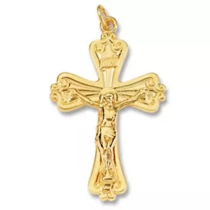 Sterling Silver 24kt Gold Plated Crucifix Cross 1 1/4" including bail ! - Picture 1 of 1