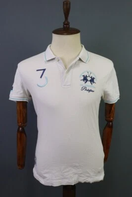 La Martina Buenos Aires Slim Fit White Short Sleeve Portofino Polo Shirt Size M - Image 1 of 4