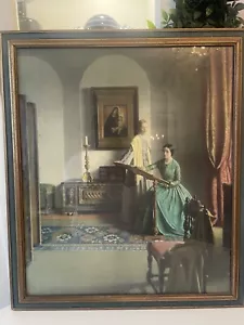 Antica grande stampa artistica incorniciata - Il campionatore - parete galleria stile XIX secolo - Foto 1 di 8