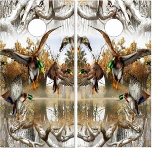 Mallard Duck Buck Snow Camo LAMINATED Cornhole Wrap Bag Toss Decal Sticker - Picture 1 of 1