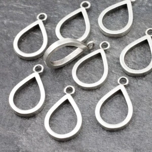 10 Offene Fassung, Rahmen Lünette Tropfen, Charms Anhänger Silber DIY Schmuck - Picture 1 of 10